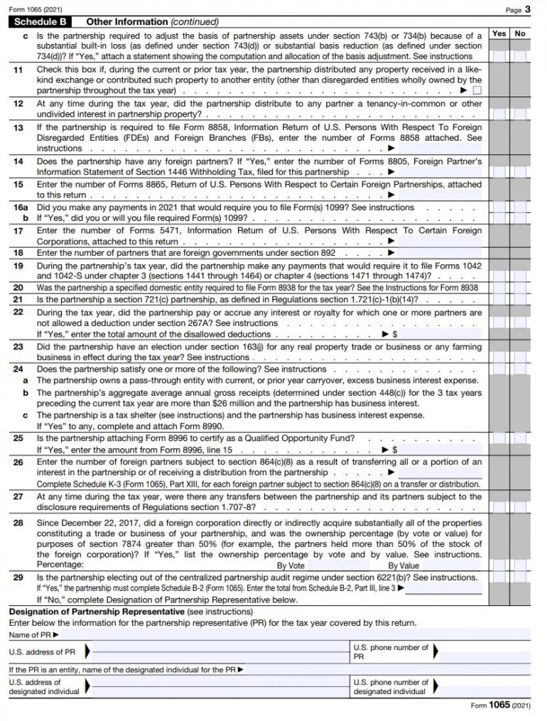 Form 1065, Schedule B